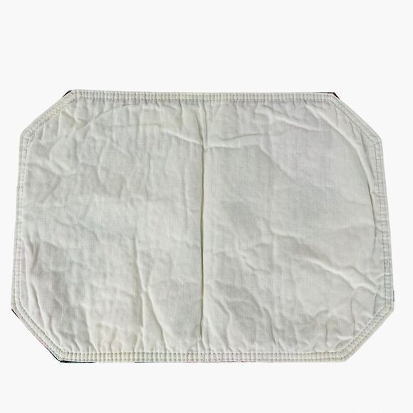 Poinsettia Christmas Placemats Set 4 Cloth Textured Red Green Octagon 16x12 - Picture 4 of 9